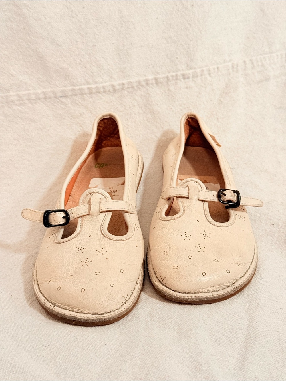 Camper Cream Mary Jane Shoes with Buckle
